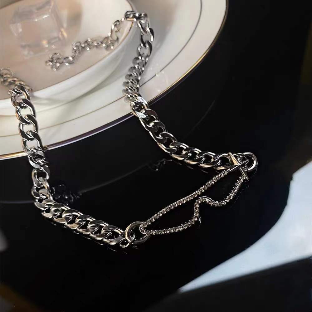 Women's Diamond Titanium Steel Cuban Hip Hop Necklaces