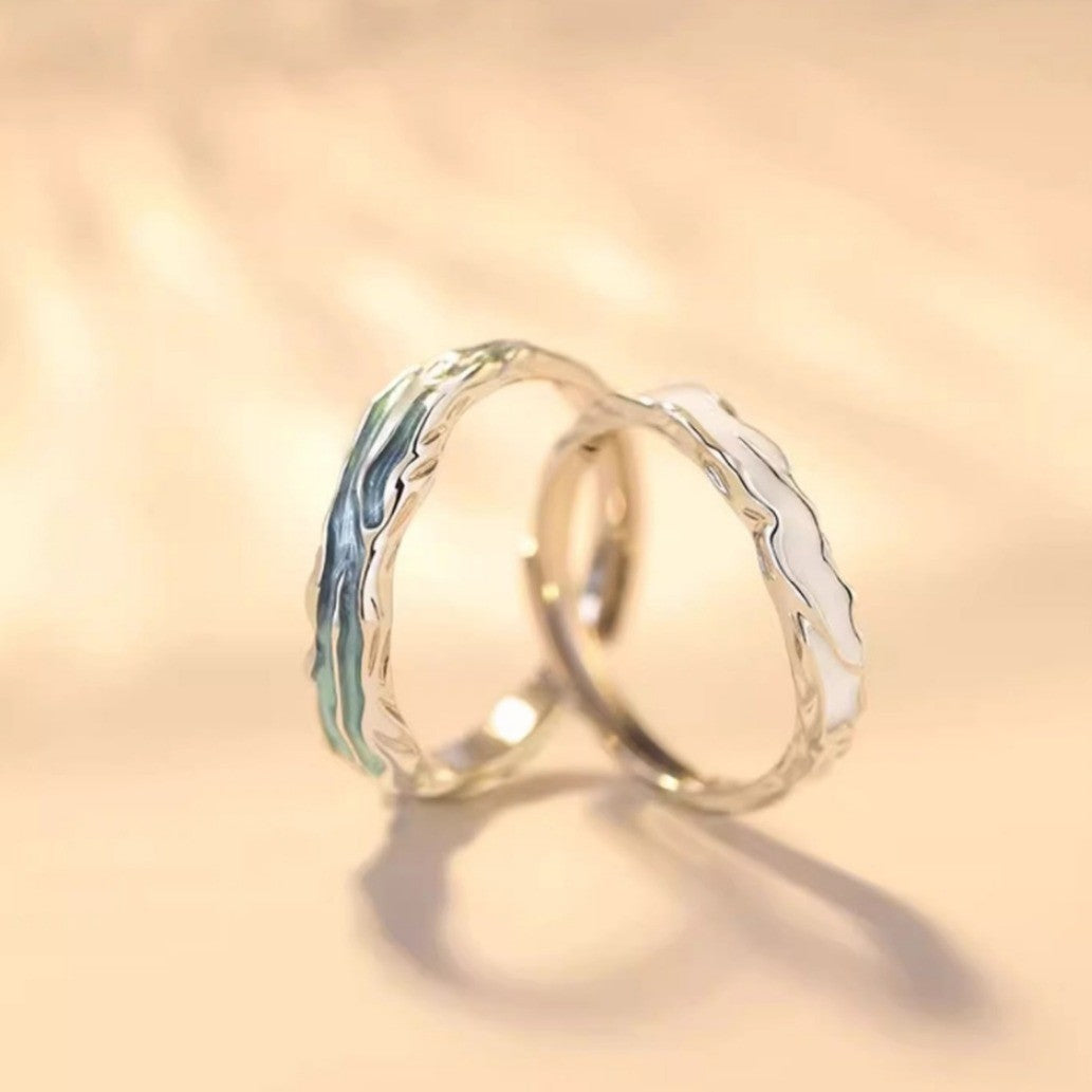 Women's & Men's Pair Epoxy Design High-grade Birthday Gift Rings