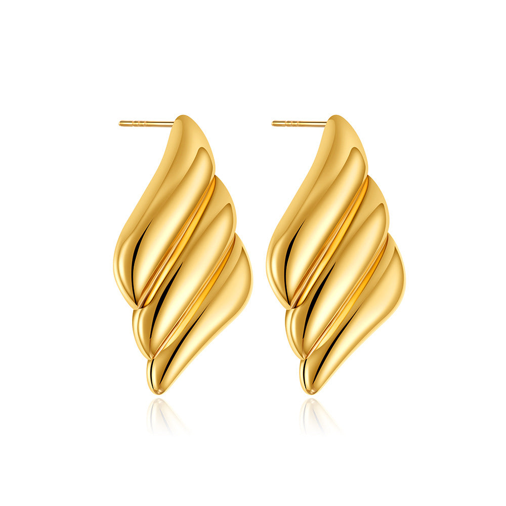 Stainless Steel Gold Wings Stick Siren Earrings