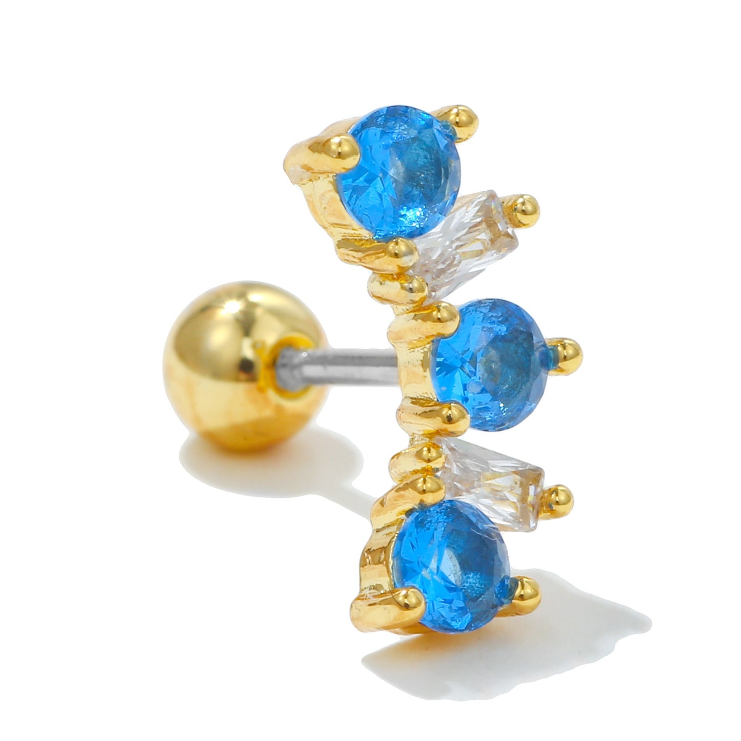 Color Zircon Ear Bone Stainless Steel Earrings