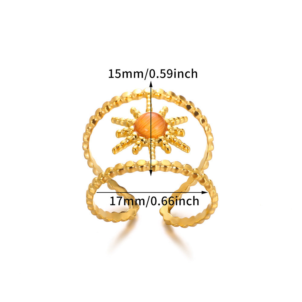 Double Row Eight Awn Star Inlaid Rings