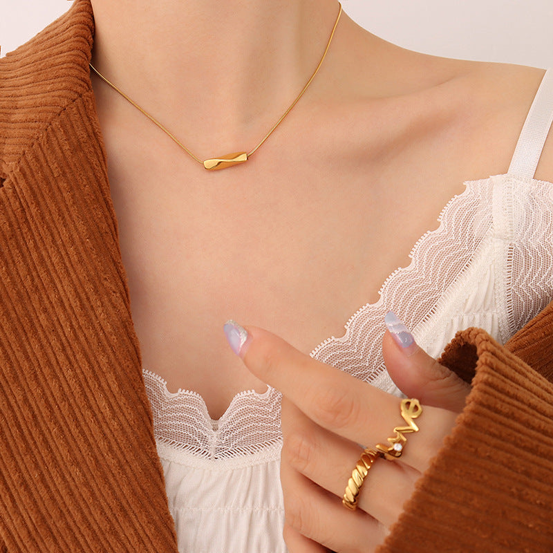 Women's Simple Trendy Titanium Steel Gold Plated Necklaces
