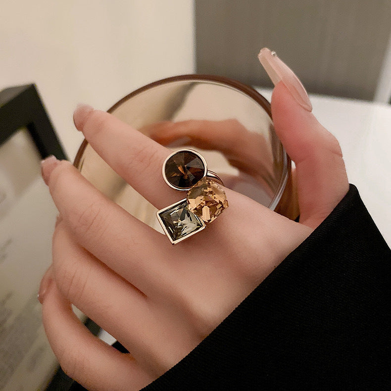 Geometric Ellipse Color Open Fashion Creative Design Rings