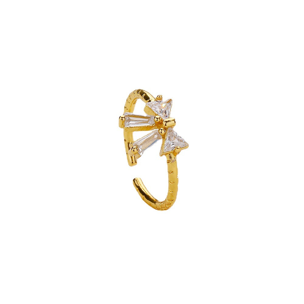 Women's Gold-plated Diamond Bow Korean Fresh Exquisite Rings