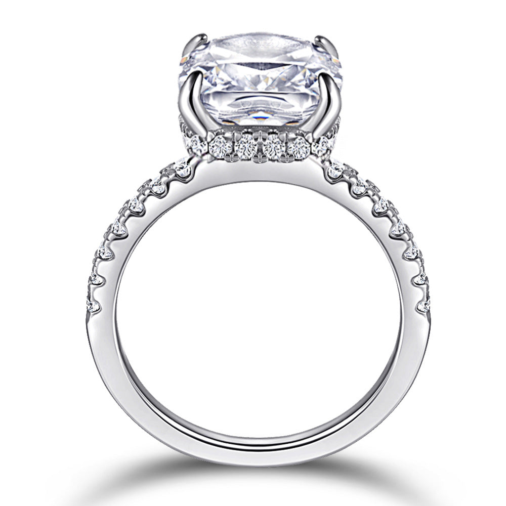 Sterling Sier Female Rectangular Exaggerated Princess Rings