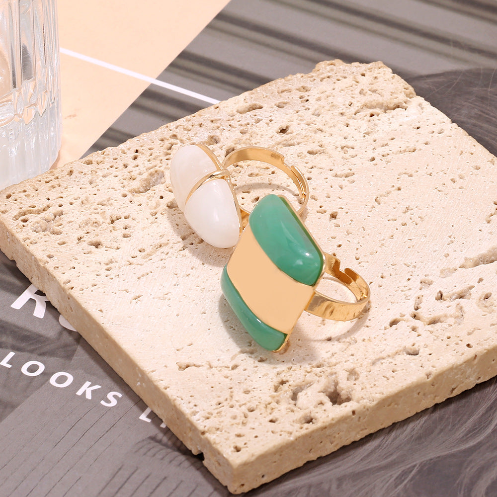 Women's Exaggerated Multiple Contrast Color Geometric Resin Fashion Geometry Rings