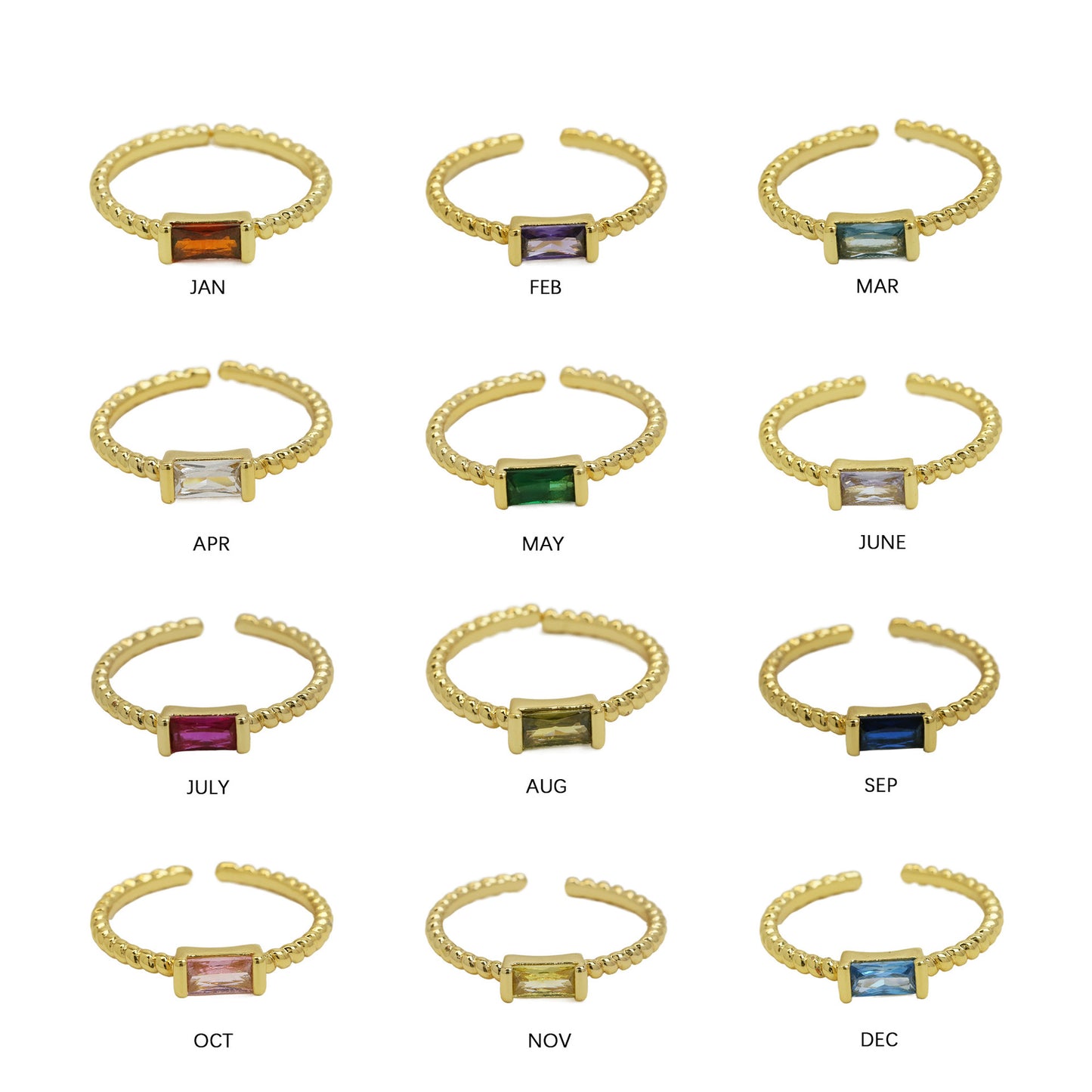 Square December Birthday Stone Simple Fashion Rings