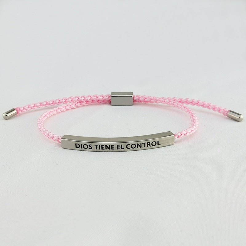 Stainless Steel Elbow Lettering Adjustable Length Letter Woven Bracelets