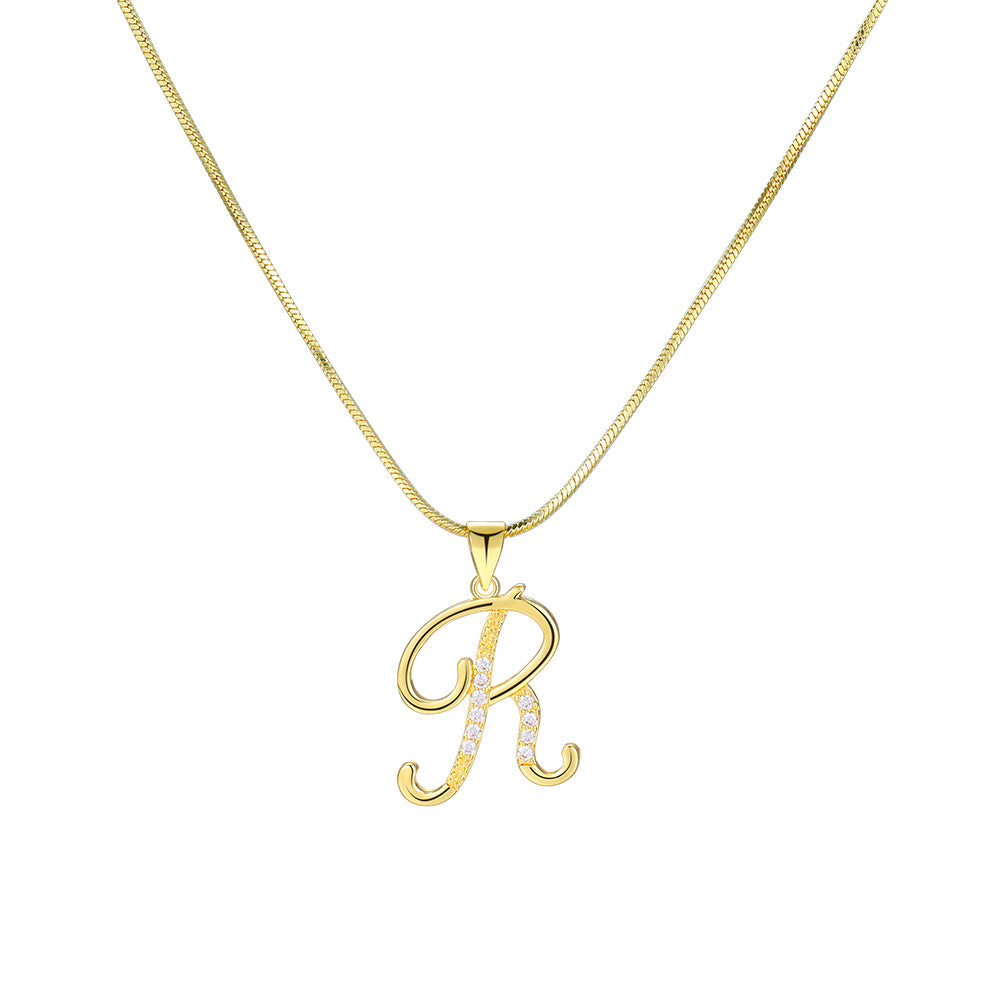 Simple Copper Inlaid Zircon Snake Chain Necklaces