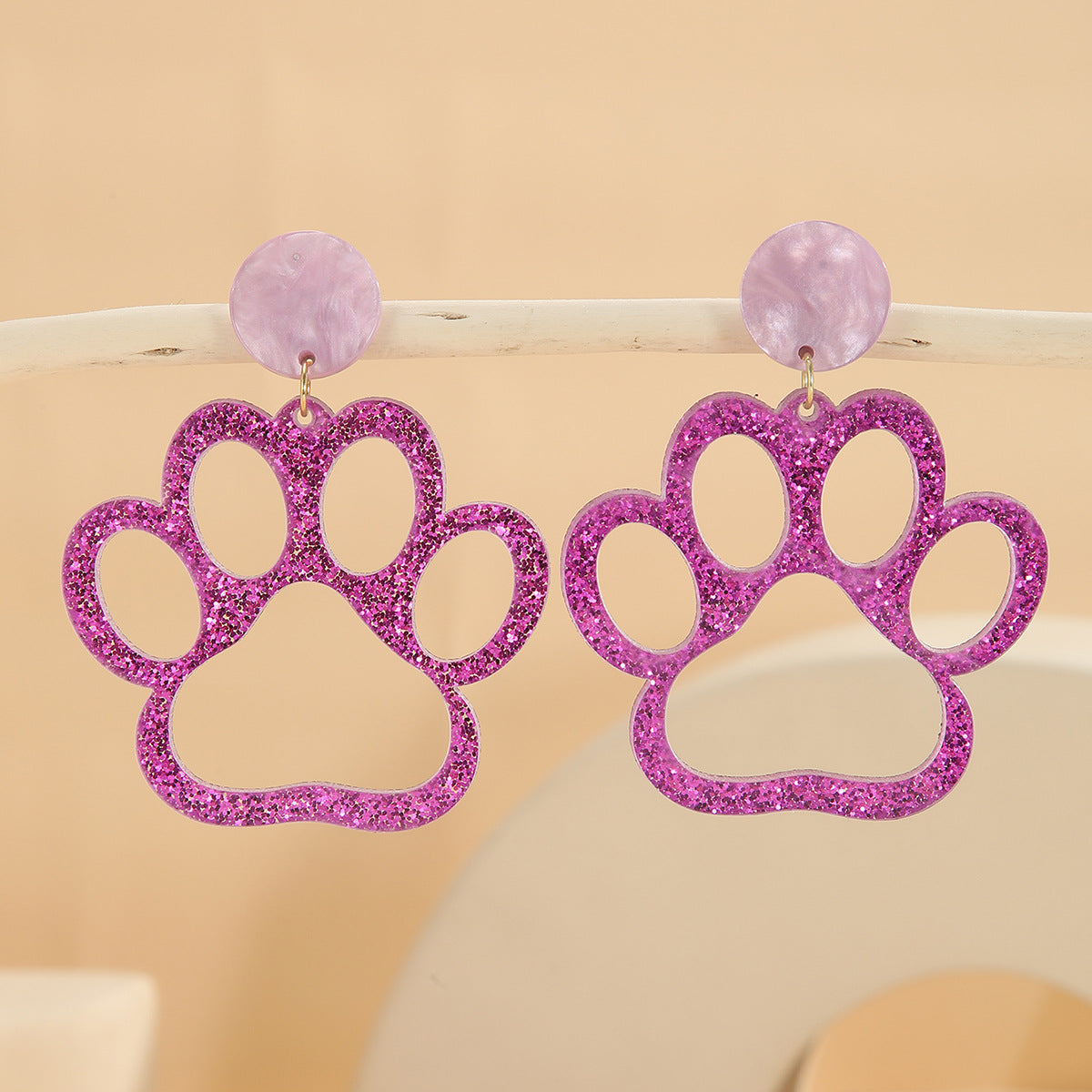 Paw Glitter Acrylic Female Personality Creative Rings