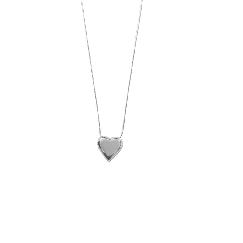 Sier Love Female Temperament Heart-shaped Collarbone Light Luxury Minority Necklaces
