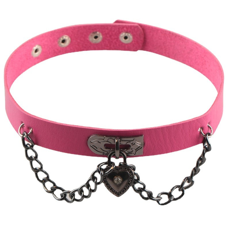 Dark Punk Love Leather Necklet Neckband Popular Style Collar