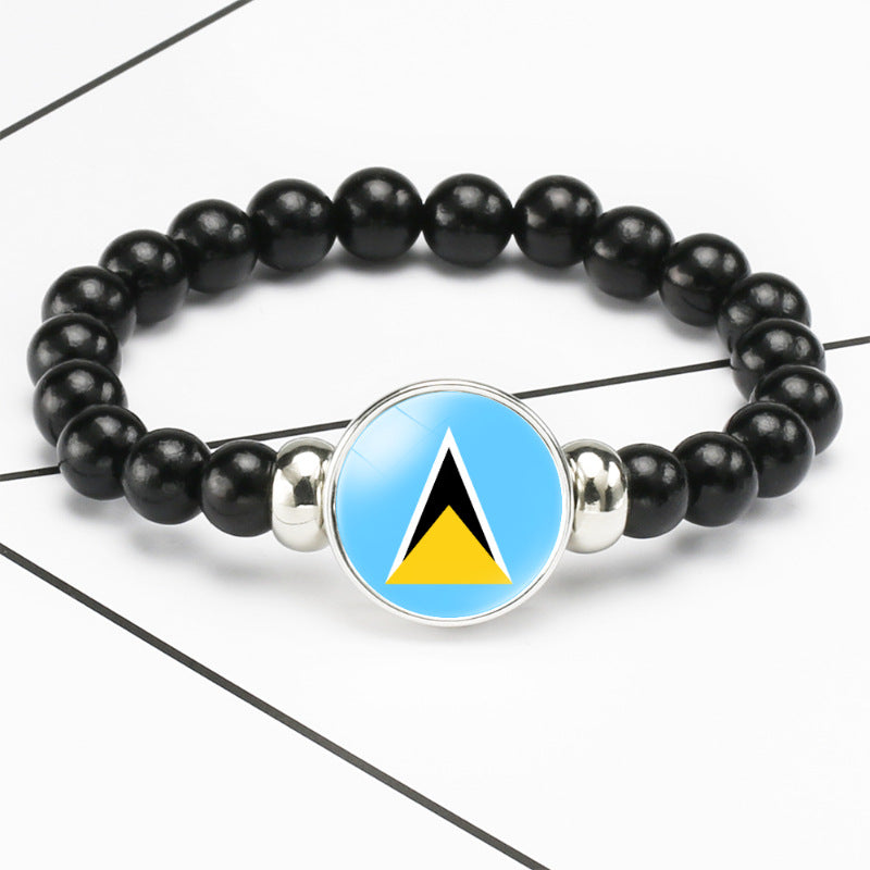 Pattern Time Stone Black Elastic String Bracelets