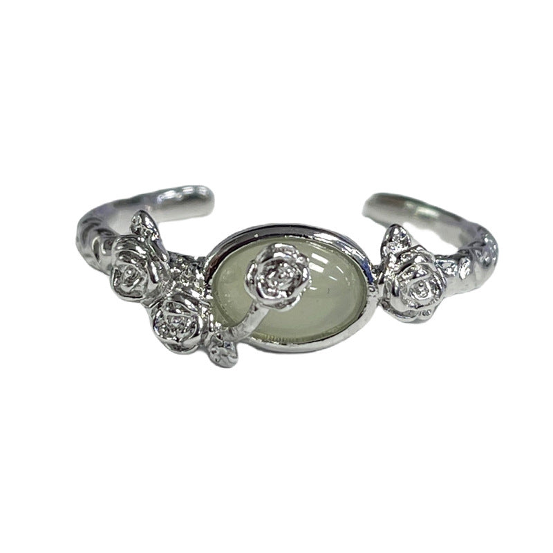 Women's Irregular Texture Rose Open National Fashion Rings
