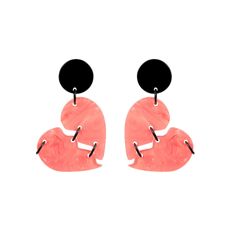 Peach Chess Pull Creative Design Broken Earrings