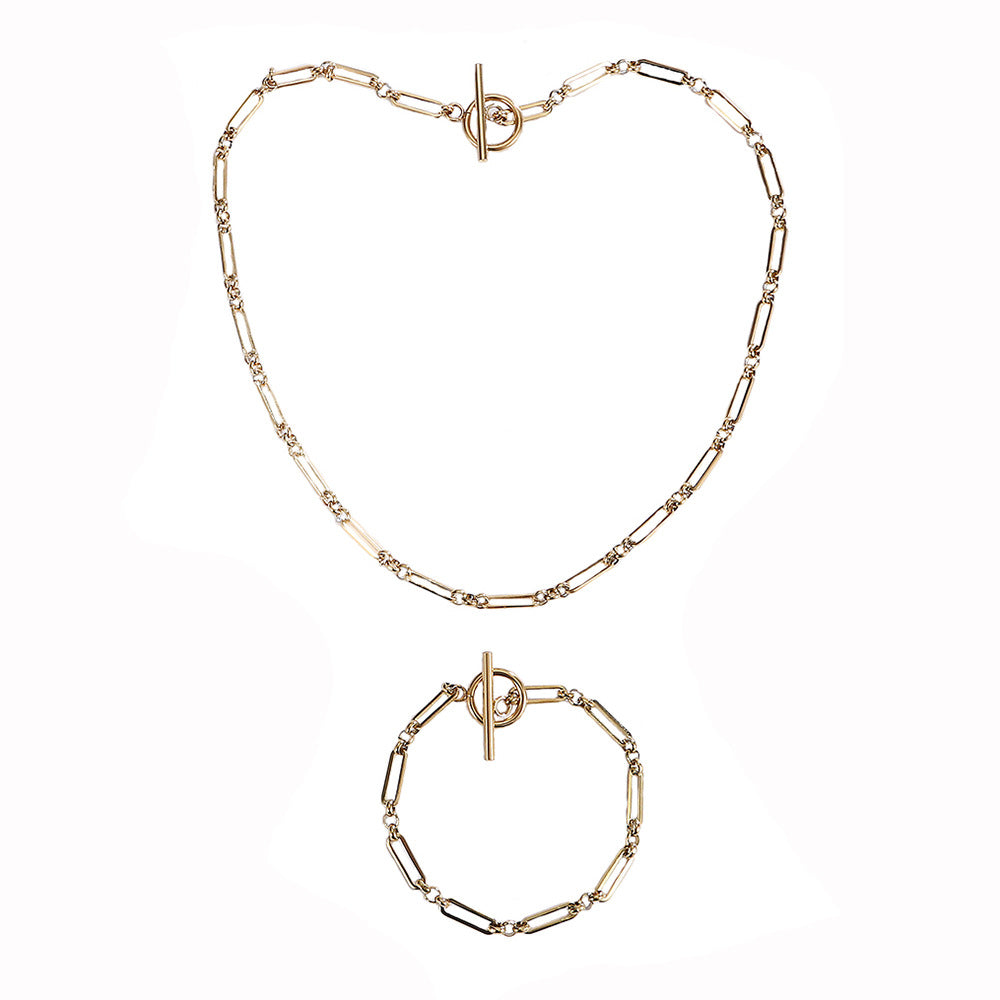 Fashion Waterproof Hard-wearing Metal Stainless Steel Handmade Chain Jewelry Set