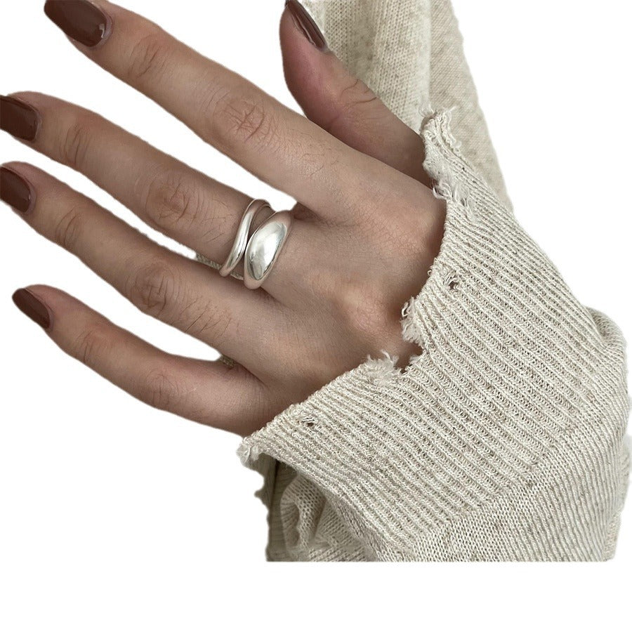 Sterling Sier Female Line Irregular With Shape Personality Hipster Simple Ring