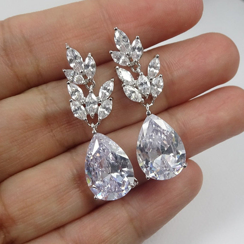 Shi Bridal Luxury Water Drop Pear-shaped Earrings