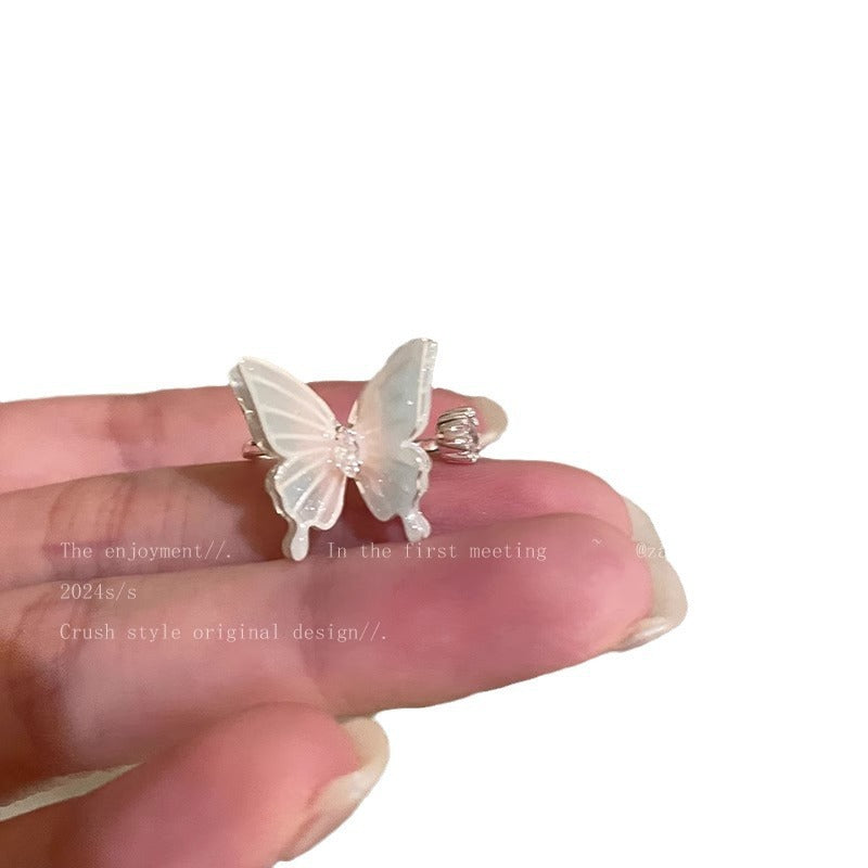 Pink Blue Dual Layer Open-end Butterfly Female Light Rings