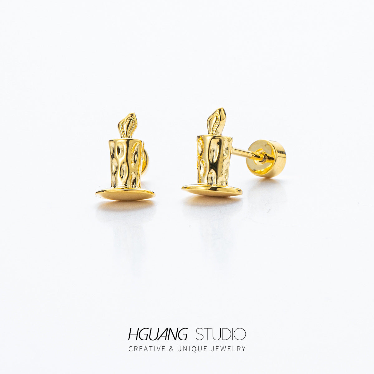 Gold Ear Bone Cheese Candle Balloon Earrings