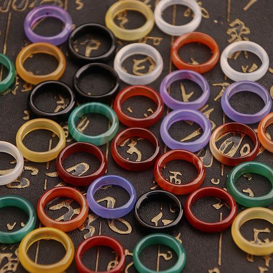 Agate Green White Pink Couple Tail Rings