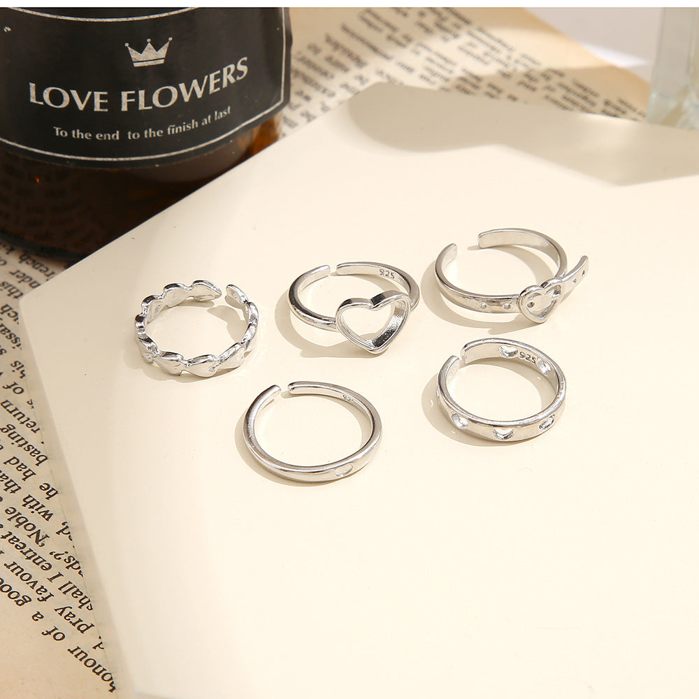 Opening Love Heart-shaped Set Hollow Cold Rings