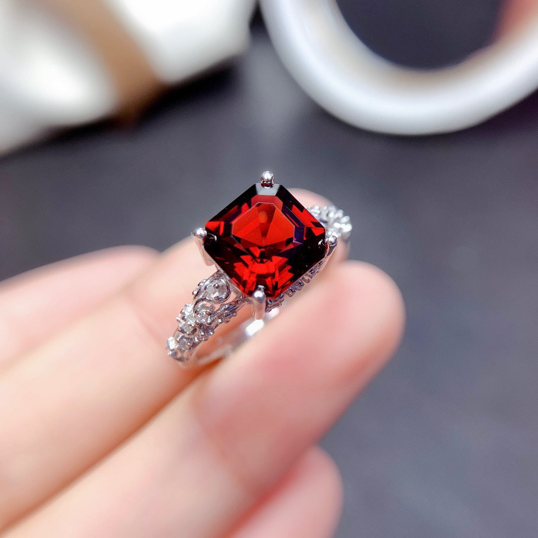 Princess Square Diamond Royal Blue Open Rings