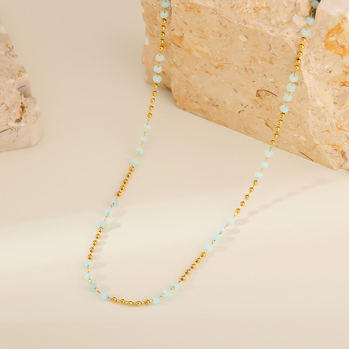 Warm Ornament Sky Blue Handmade Bead Necklaces