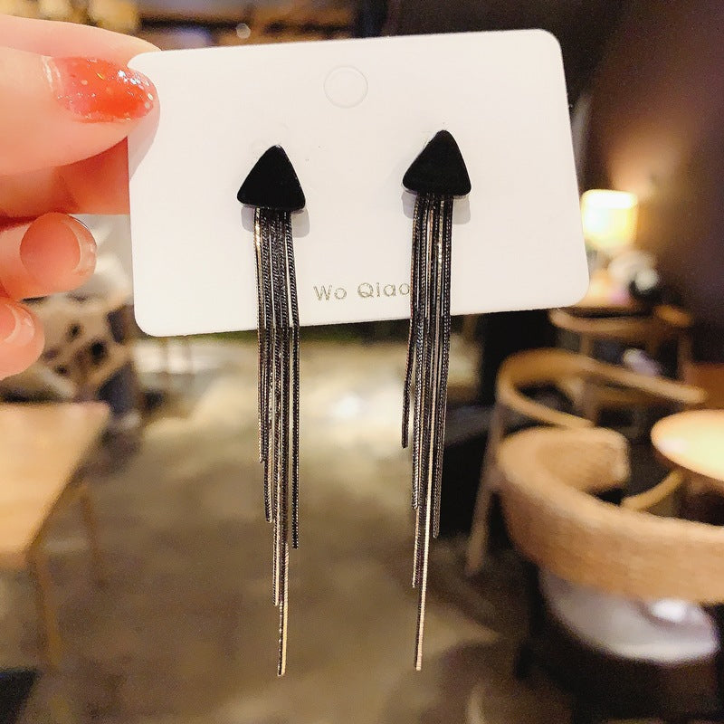 Tassel High-grade Sier Needle Metal Light Luxury Pearl Earrings