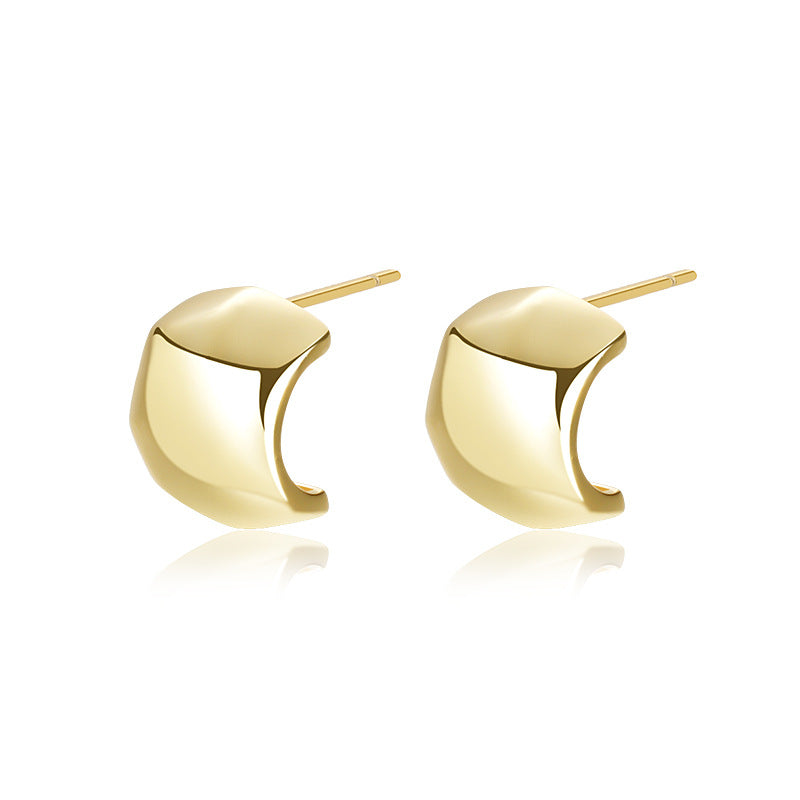 Women's Sterling Sier Simple Ear Cold Surface Earrings