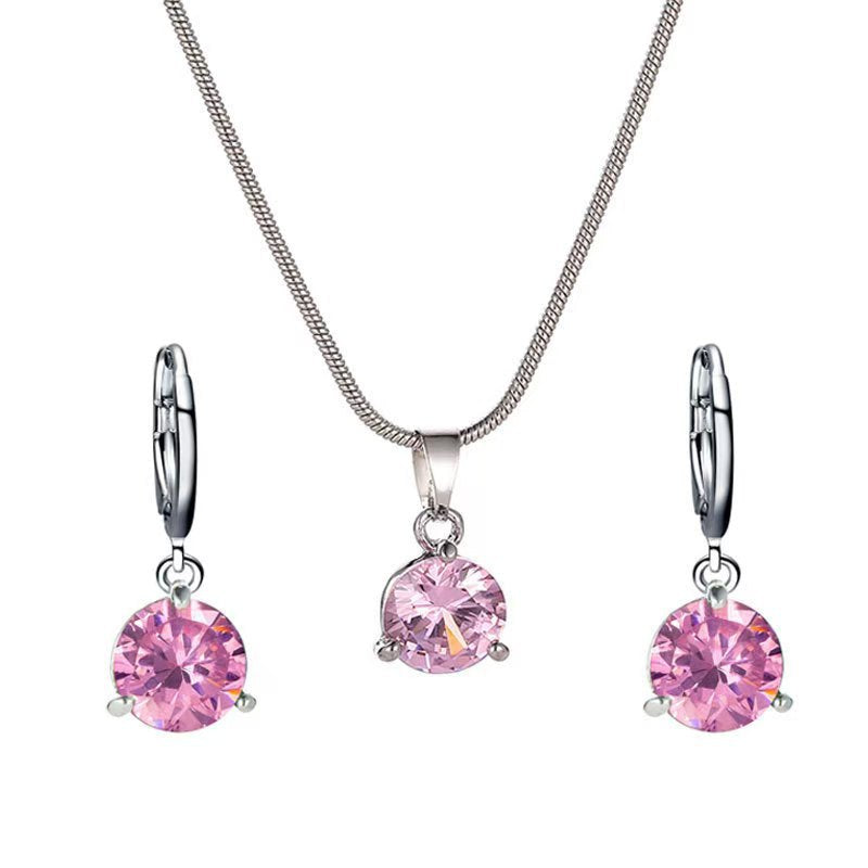 Jewelry Two-piece Set Round Multicolor Zircon Necklaces