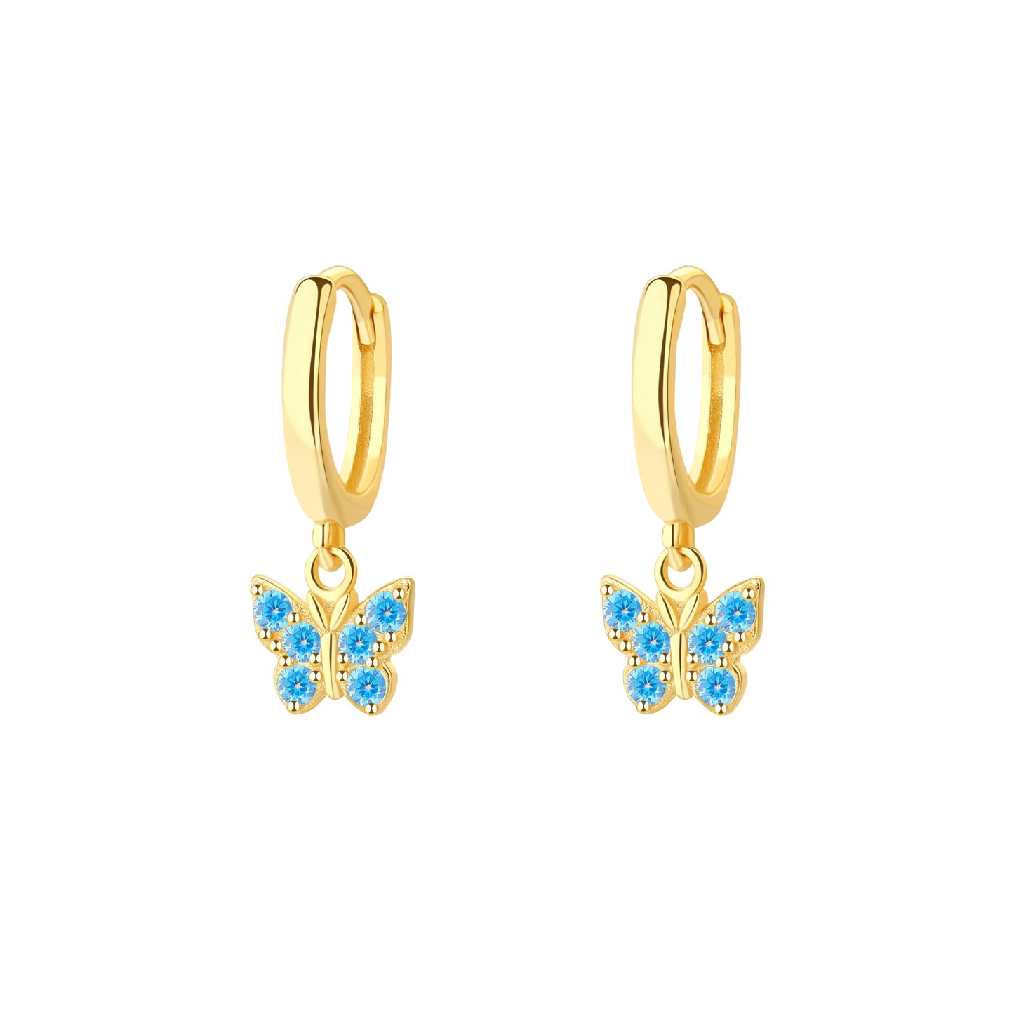 Sier Butterfly Zircon Eardrop Female Geometric Earrings