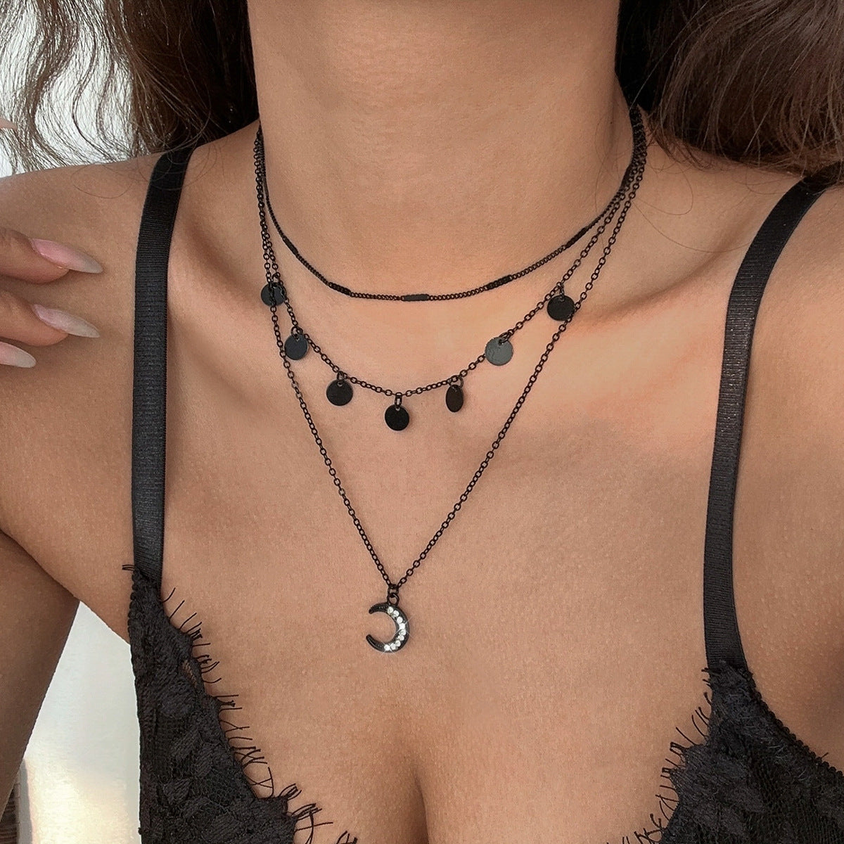 Women's Simple Opening Peach Heart Chain Sweet Cool Dark Necklaces