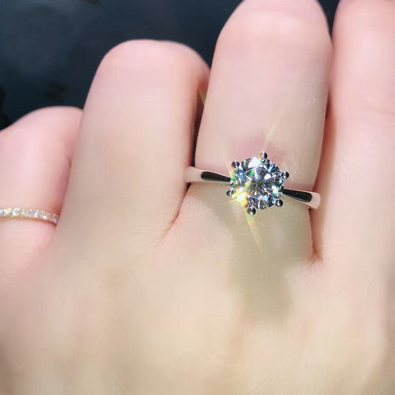 Women's Diamond Simple Couple Moissanite Proposal Wedding Rings