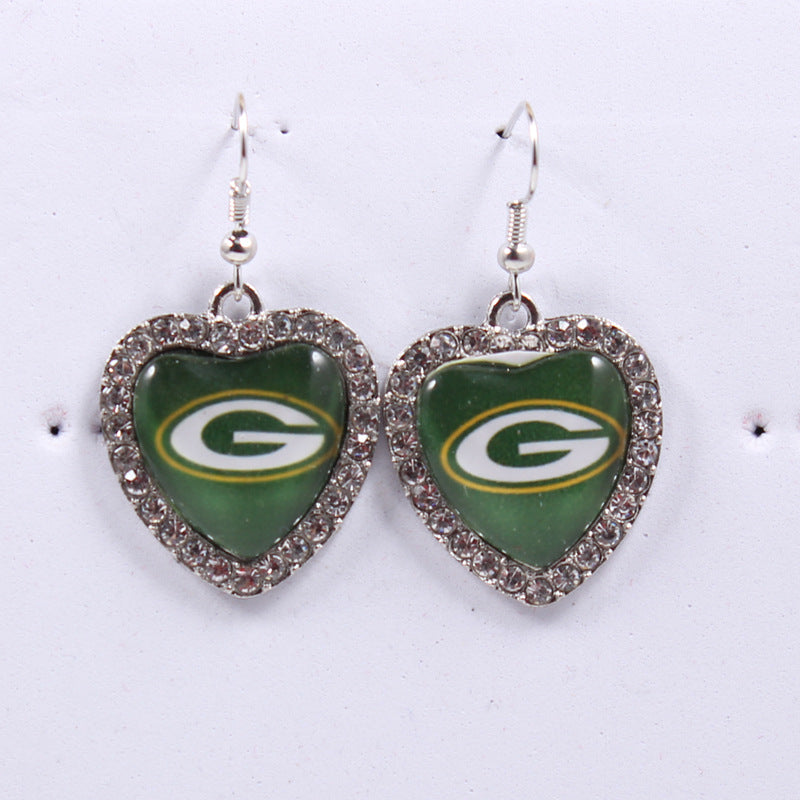 Peach Heart Spot Drill Sports Team Series Earrings