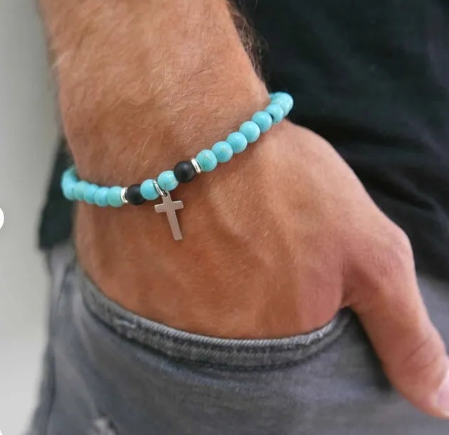 Bohemian Turquoise Beaded Ethnic Style Cross Bracelets