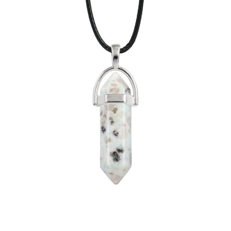 Natural Stone Hexagon Prism Fashion Crystal Necklaces