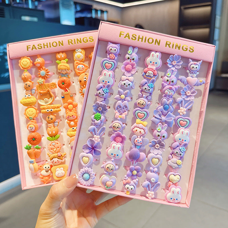 Children's Cartoon Nostalgic Frosted Texture Plastic Kindergarten Rings