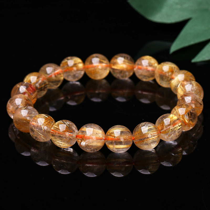 Women's & Men's Jewelry Natural Gold Rutilated Quartz Rutile Crystal Bracelets