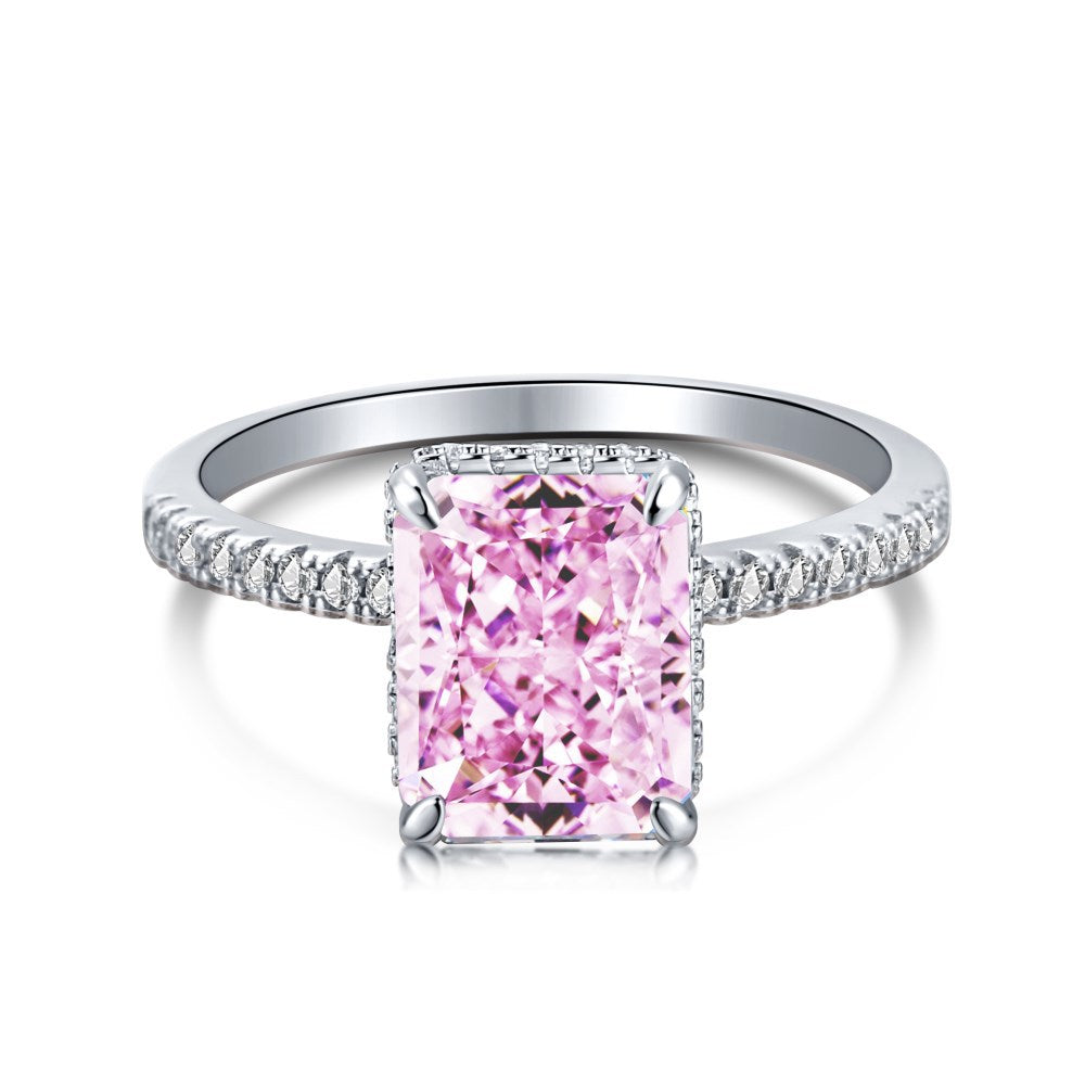 French Style Super Flash Square Diamond Ice Rings