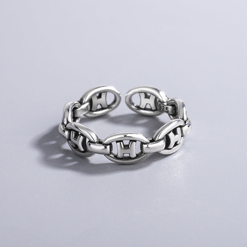 Retro Punk Distressed Snake Flower Personality Rings