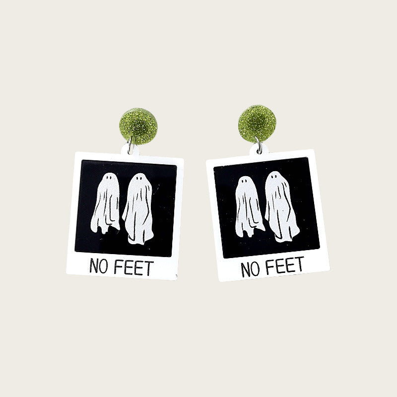 Monster Cat Personality Design Decoration Acrylic Plate Earrings