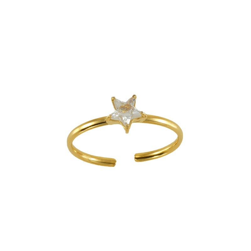 Women's Stainless Steel Inlaid Zircon Open Design Rings