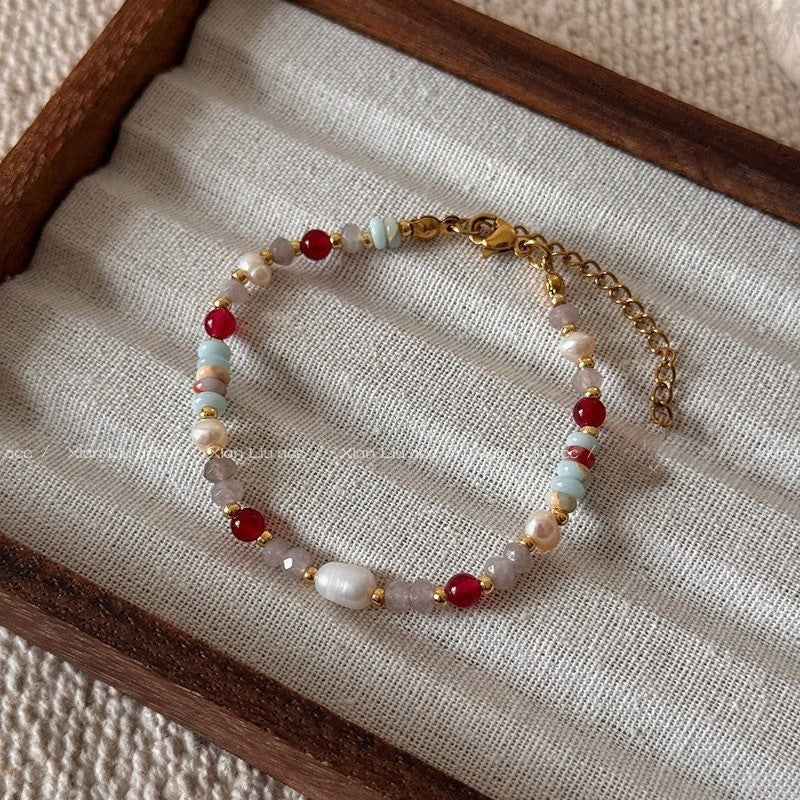 Pearl Stone Colorful Beaded Niche Retro Affordable Luxury Bracelets