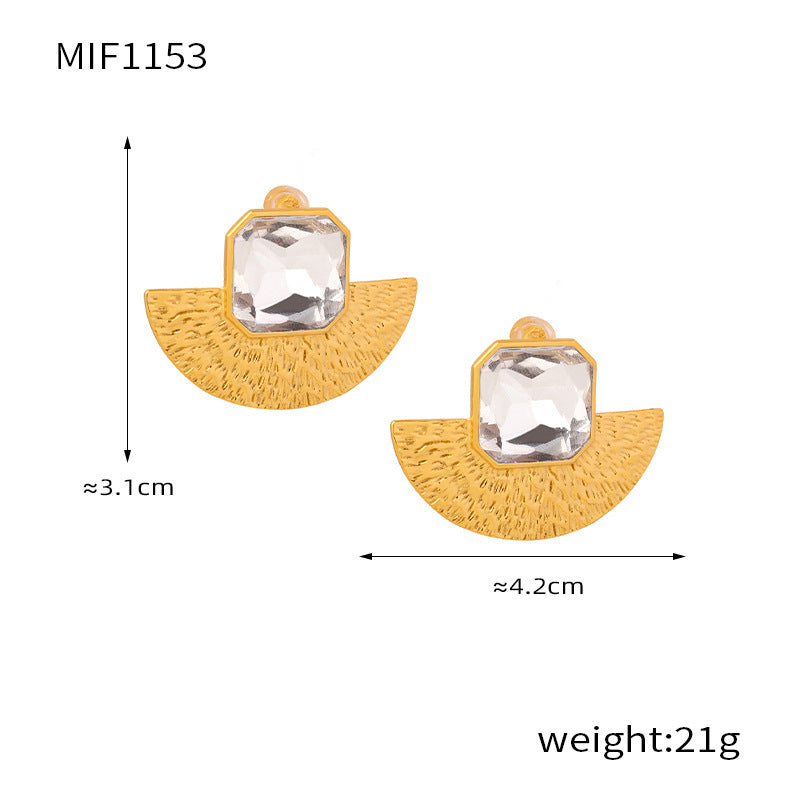 Niche Personality Pleated Texture Fan Shape Inlaid Acrylic Design Necklaces