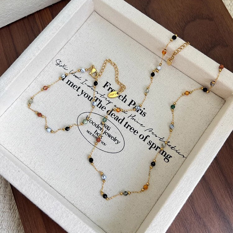 Personality Simple Natural Silk Handmade Beaded Set Clavicle Necklaces