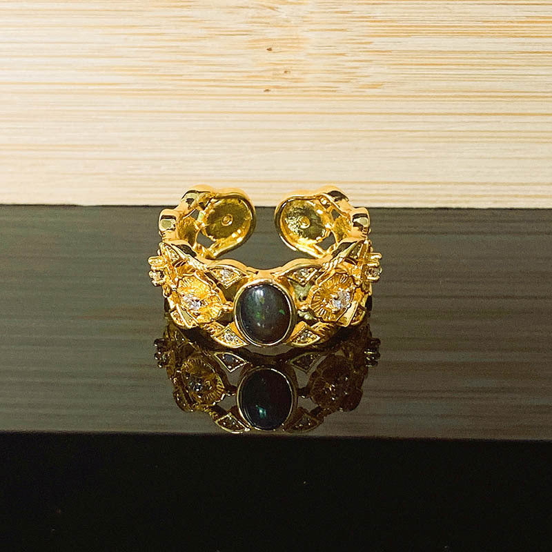 Style Light Luxury Hollow Pleated Stylish Opening Female Niche Rings