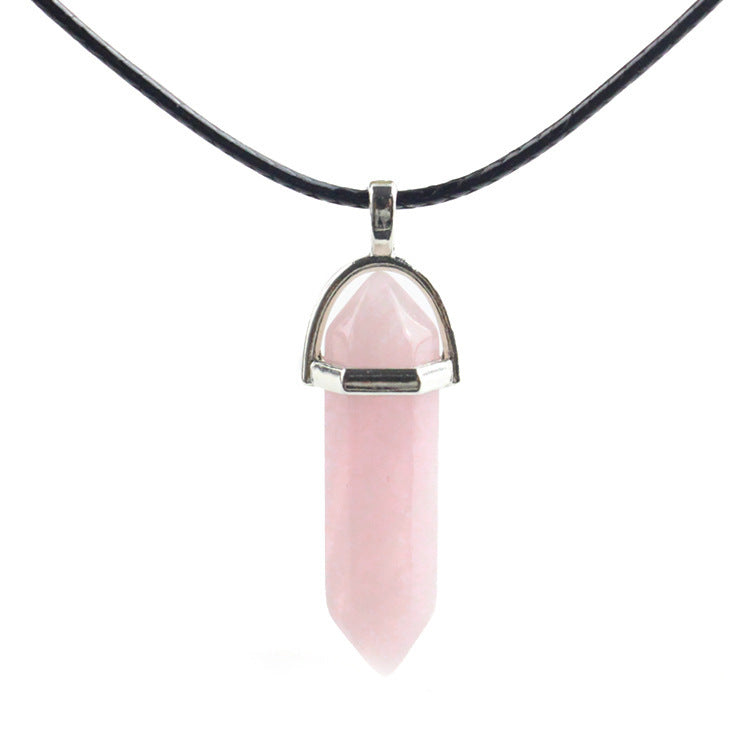 Natural Stone Hexagon Prism Fashion Crystal Necklaces