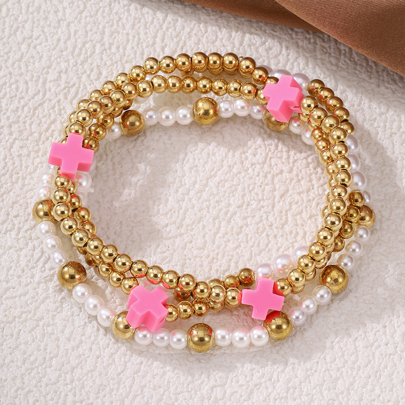 Plus Beaded Set Dopamine Mixed Color Bracelets