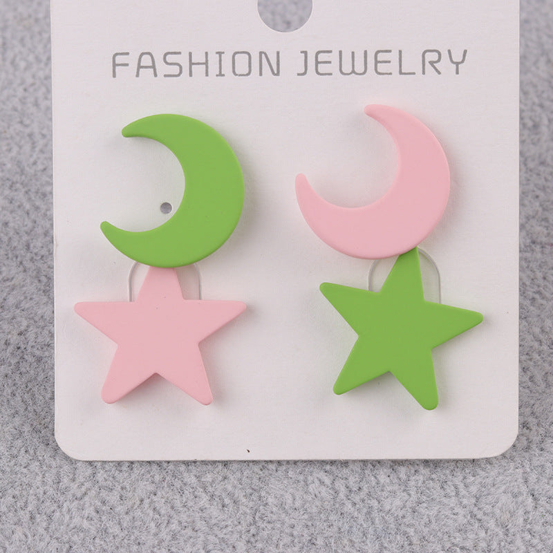 Niche Star Moon Two-piece Set Acrylic Simple Earrings